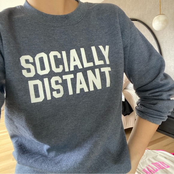 Blue Graphic Sweatshirt Socially Distant - Picture 3 of 7
